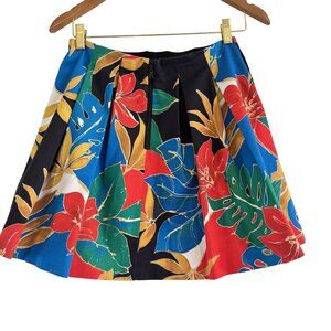 Alice & Olivia Women's Black Multicolor Floral Print Pleated Mini Skirt Size 4